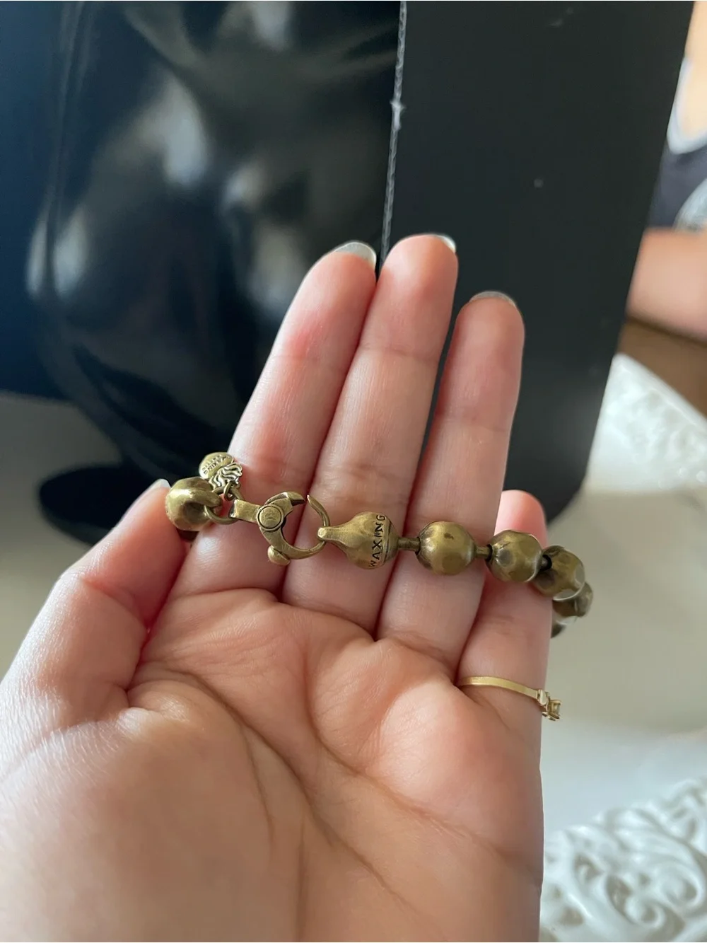 Vintage waxing poetic metal brass bracelet